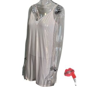 Victoria's Secret Slip Dress Small Light Pink Metallic Mini Nightgown Lingerie